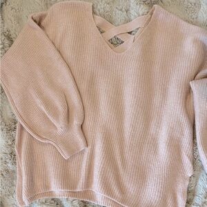 Pale Pink Sweater with Crisscross Back